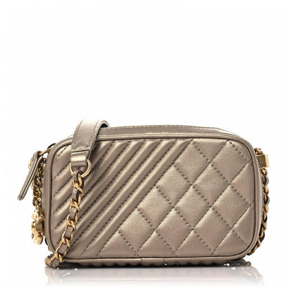 Chanel Metallic Lambskin Mini Coco Boy Camera Case Dark Gold 1 of 13
