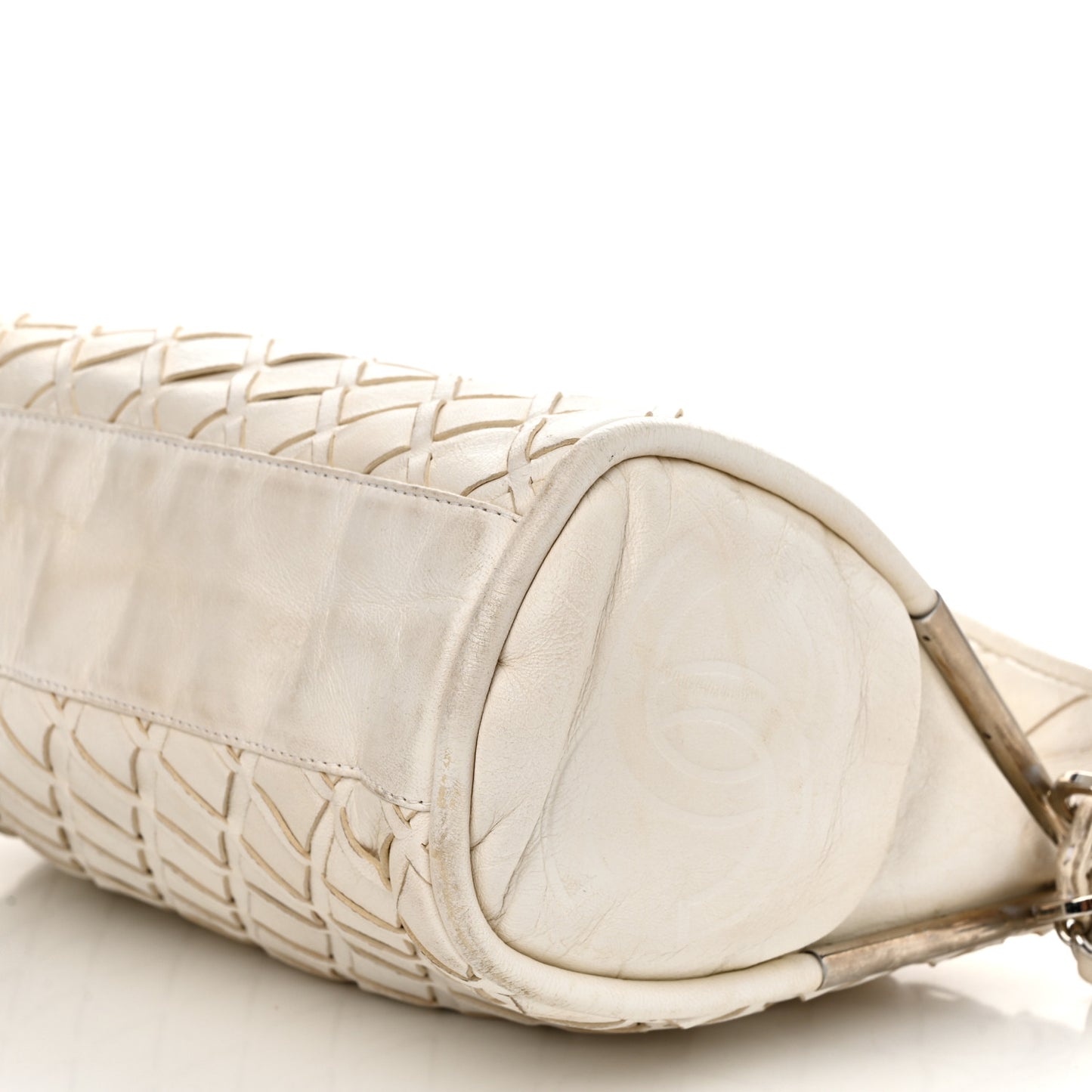 Lambskin Woven Medium Ultimate Soft Sombrero Hobo White