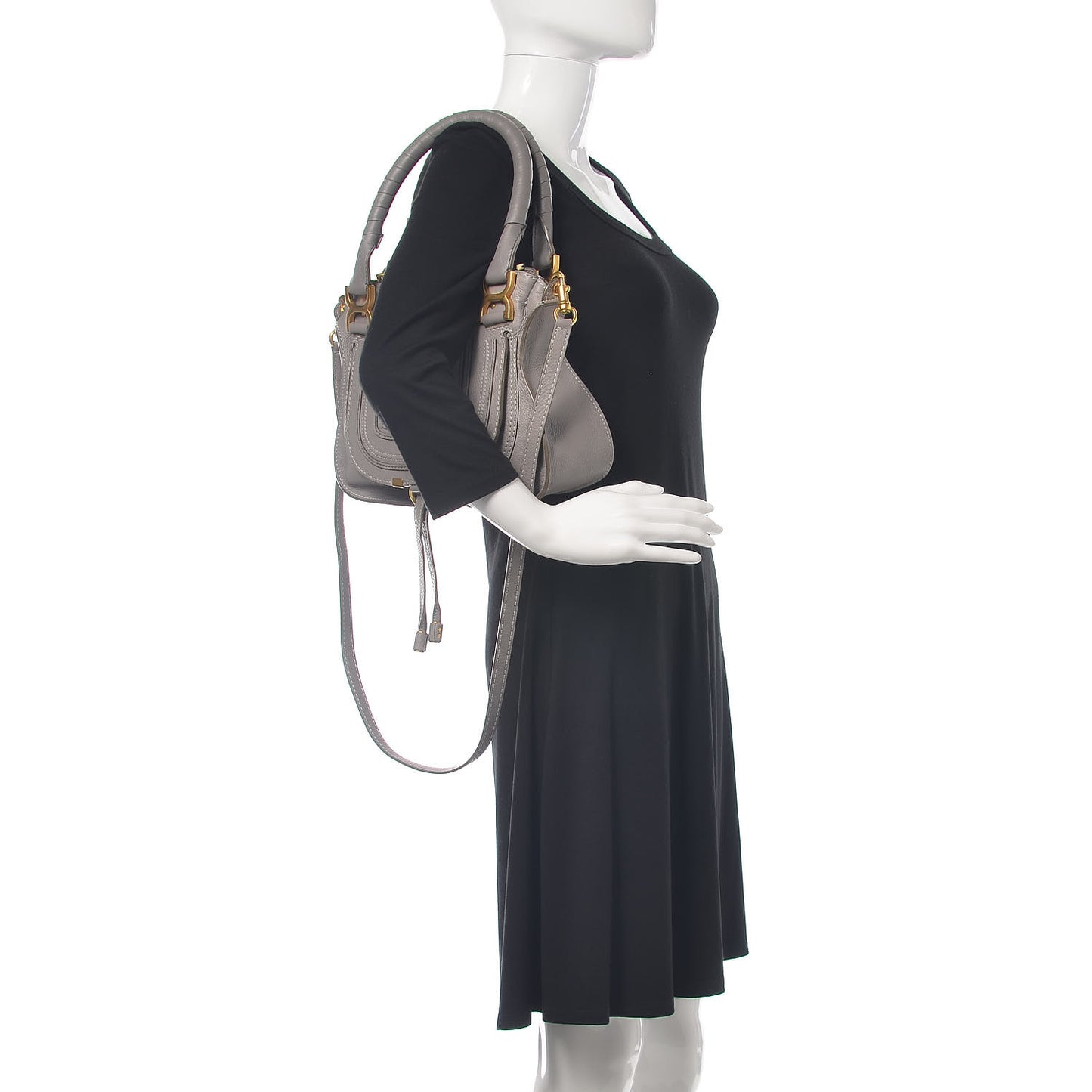 Calfskin Small Marcie Satchel Cashmere Grey