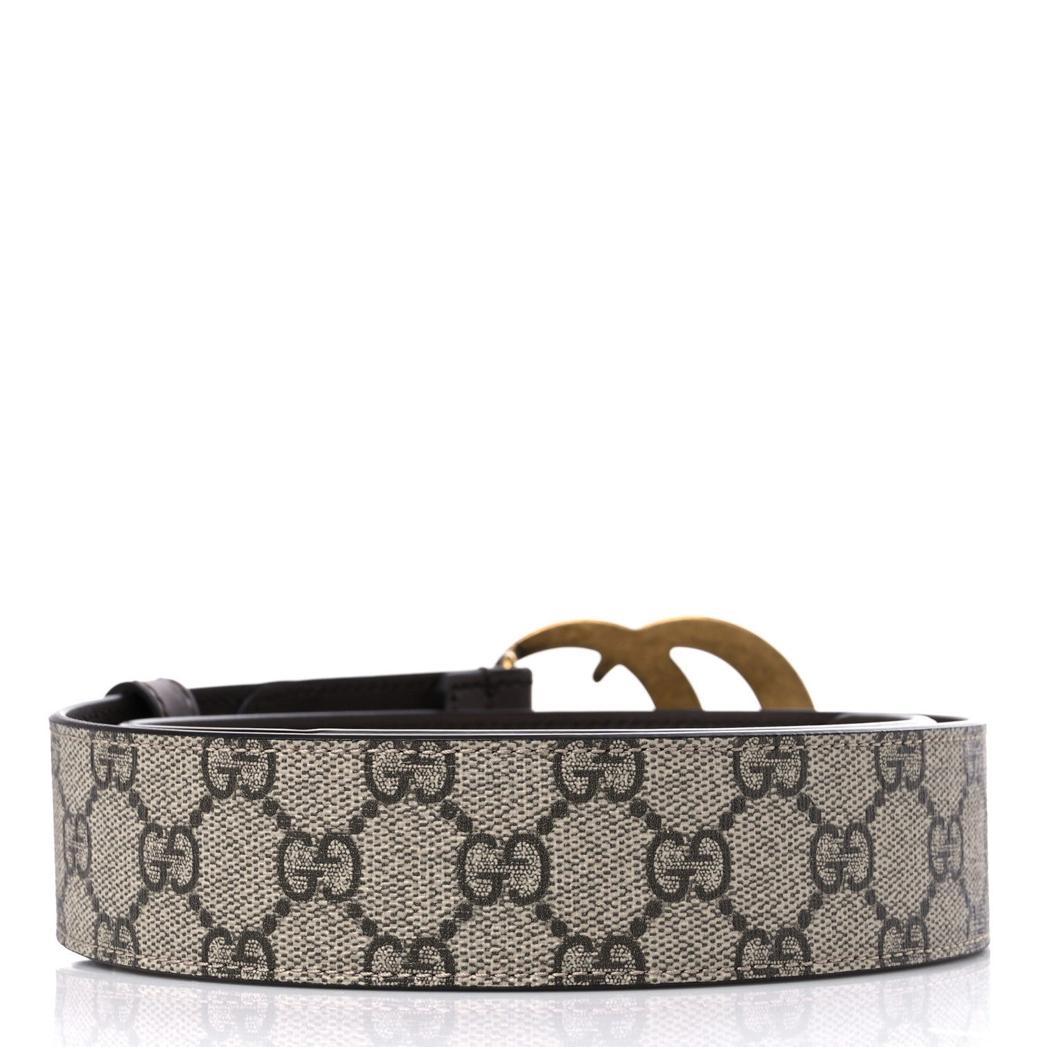 Gucci GG Supreme Monogram Matte Plutone Calfskin Double G 40mm Belt 80 32 Beige Ebony New Acero 2 of 5