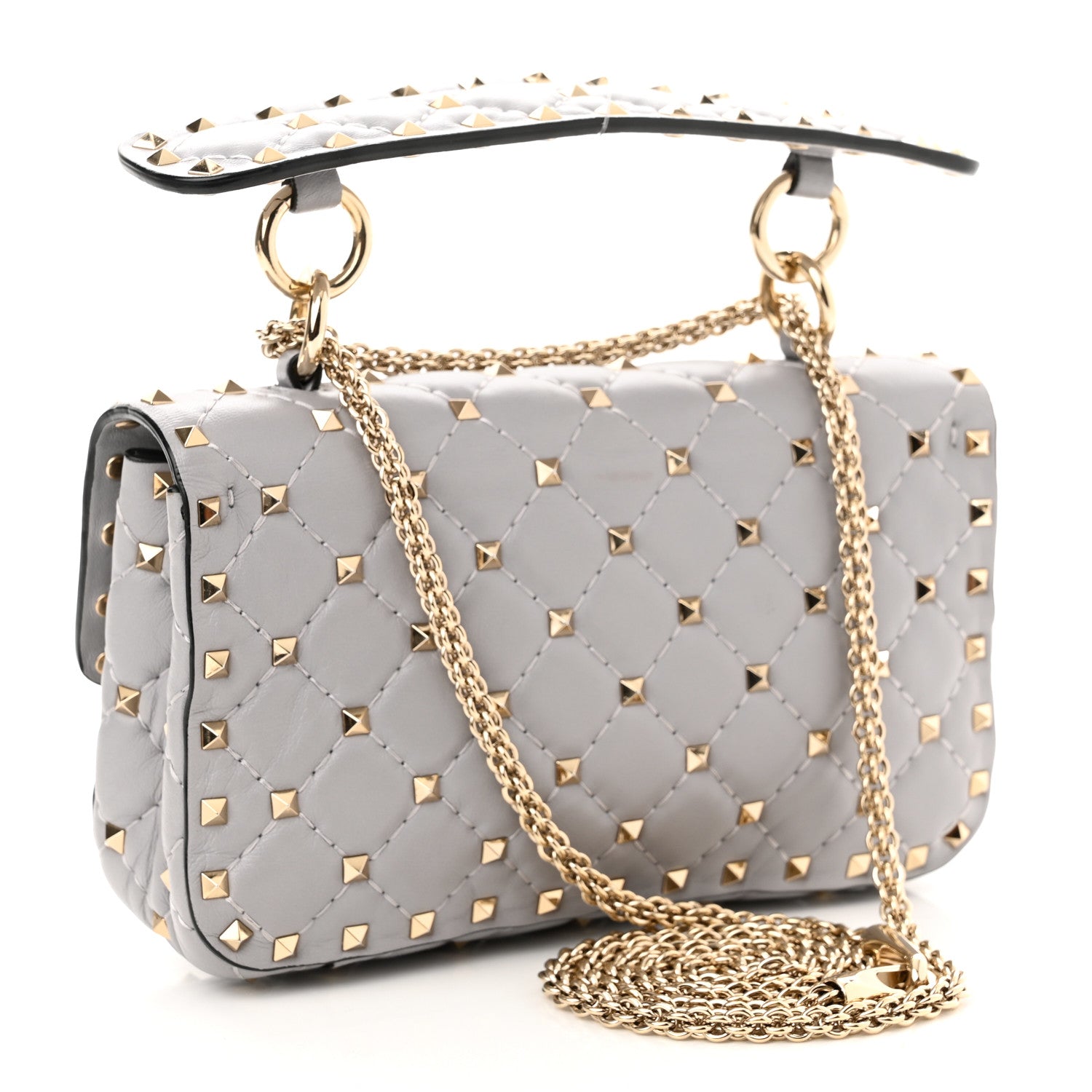 Valentino Garavani Lambskin Small Rockstud Spike Shoulder Bag Pastel Grey 3 of 10