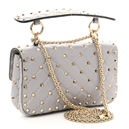 Valentino Garavani Lambskin Small Rockstud Spike Shoulder Bag Pastel Grey 3 of 10