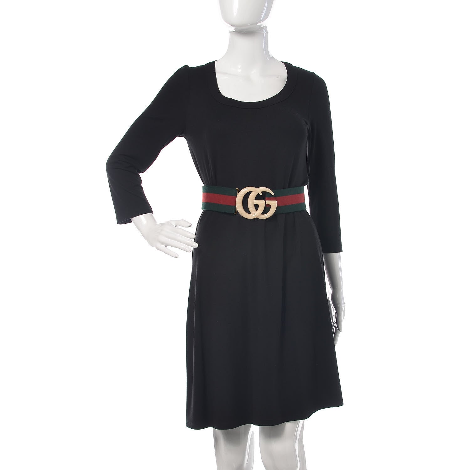 Gucci Web Elastic Plexiglass GG Marmont Belt 70 28 Red Green 2 of 6