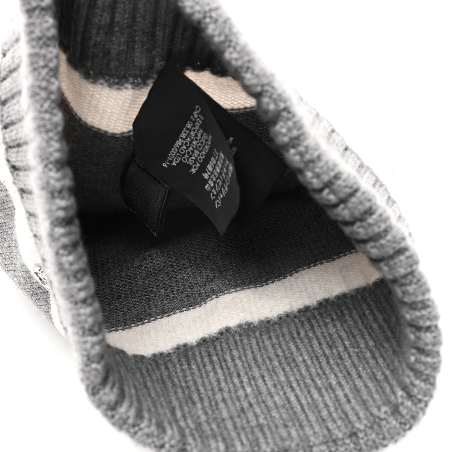 Gucci Wool Tricot Knit New Port Beanie Hat M Graphite Ivory 4 of 5