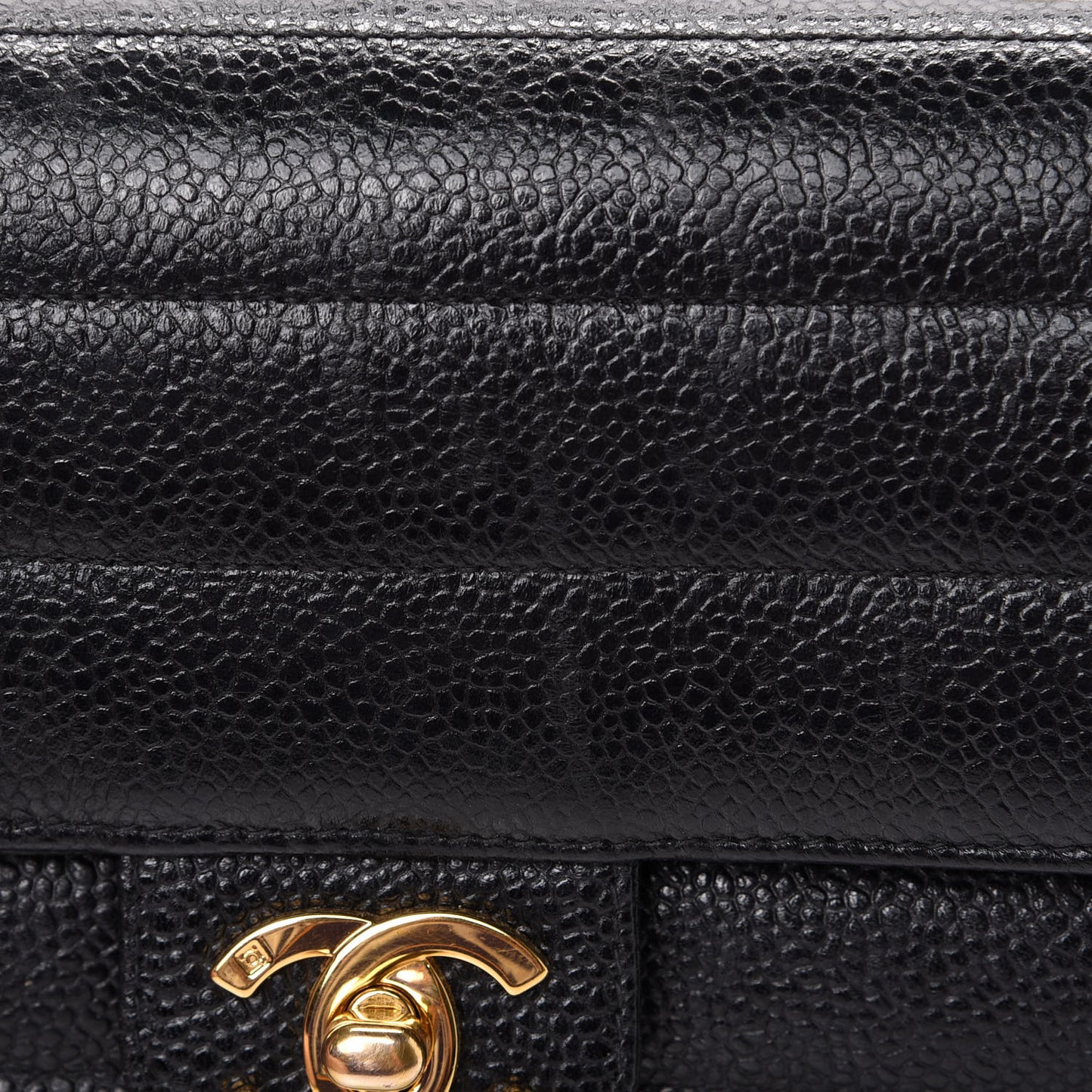 Caviar Horizontal Quilted Mini Square Flap Black
