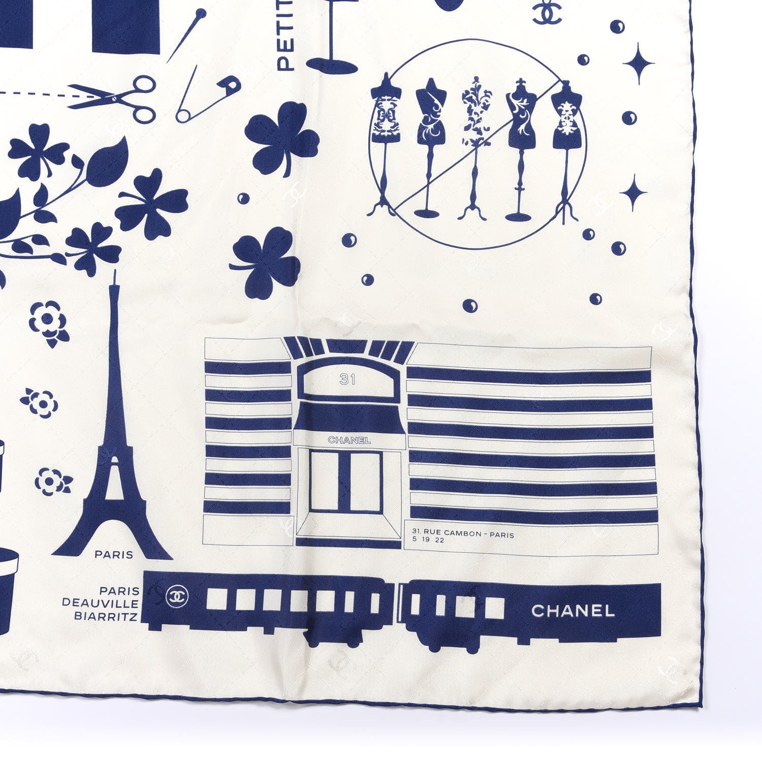 Chanel Silk Square Scarf Navy White 2 of 3
