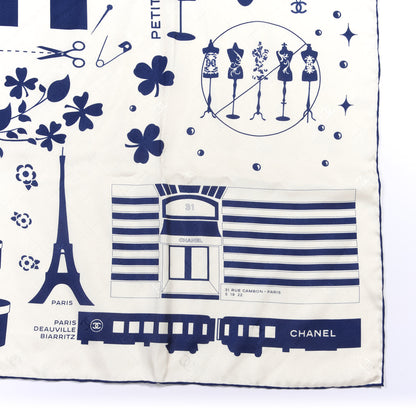 Chanel Silk Square Scarf Navy White 2 of 3