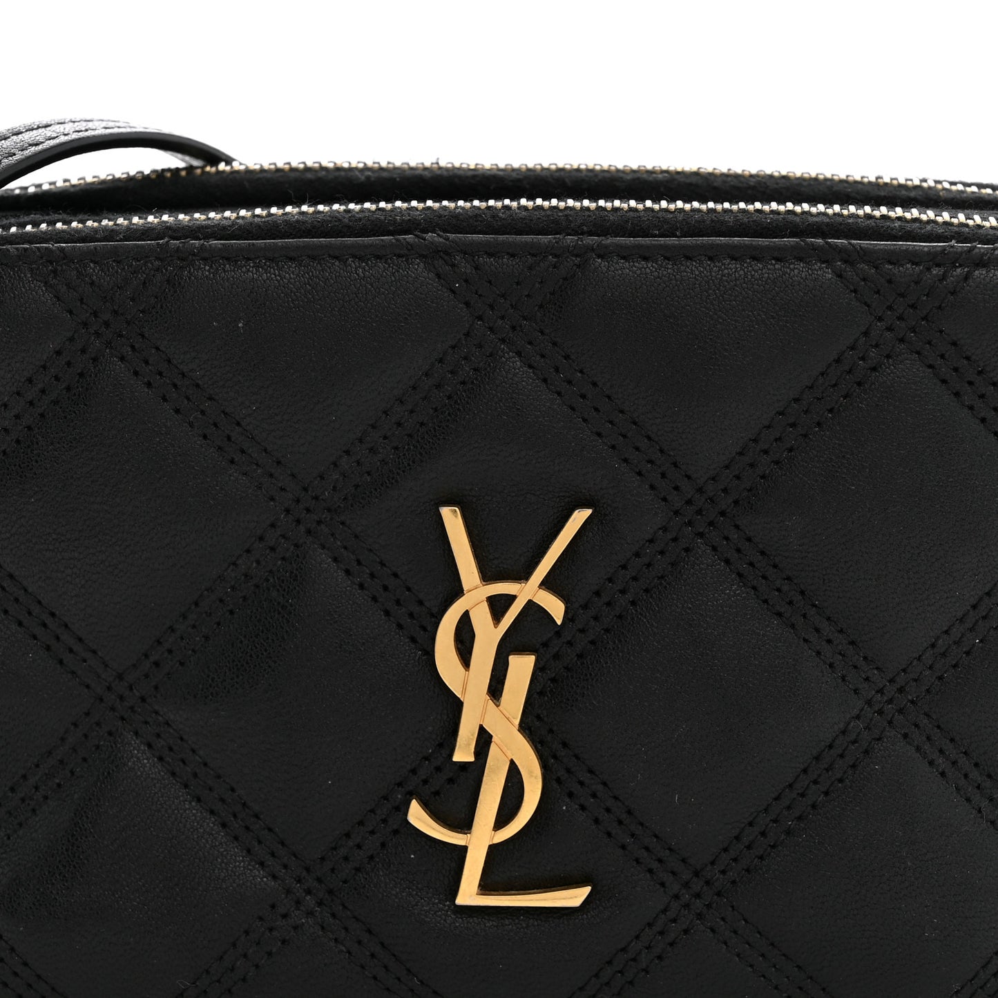 Grained Lambskin Quilted Mini Becky Double Zip Bag Black