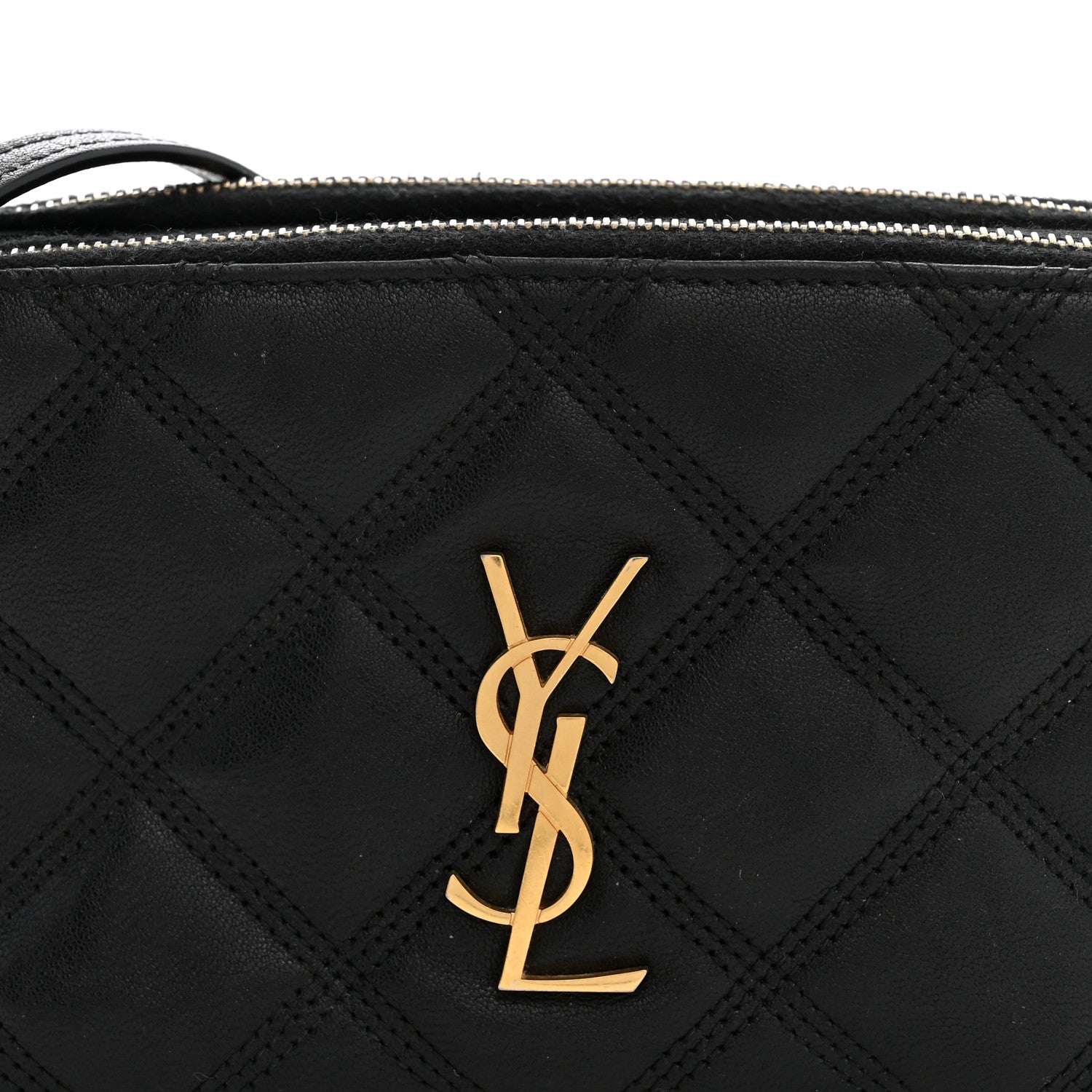 Saint Laurent Grained Lambskin Quilted Mini Becky Double Zip Bag Black 8 of 11