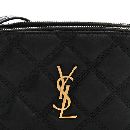 Saint Laurent Grained Lambskin Quilted Mini Becky Double Zip Bag Black 8 of 11