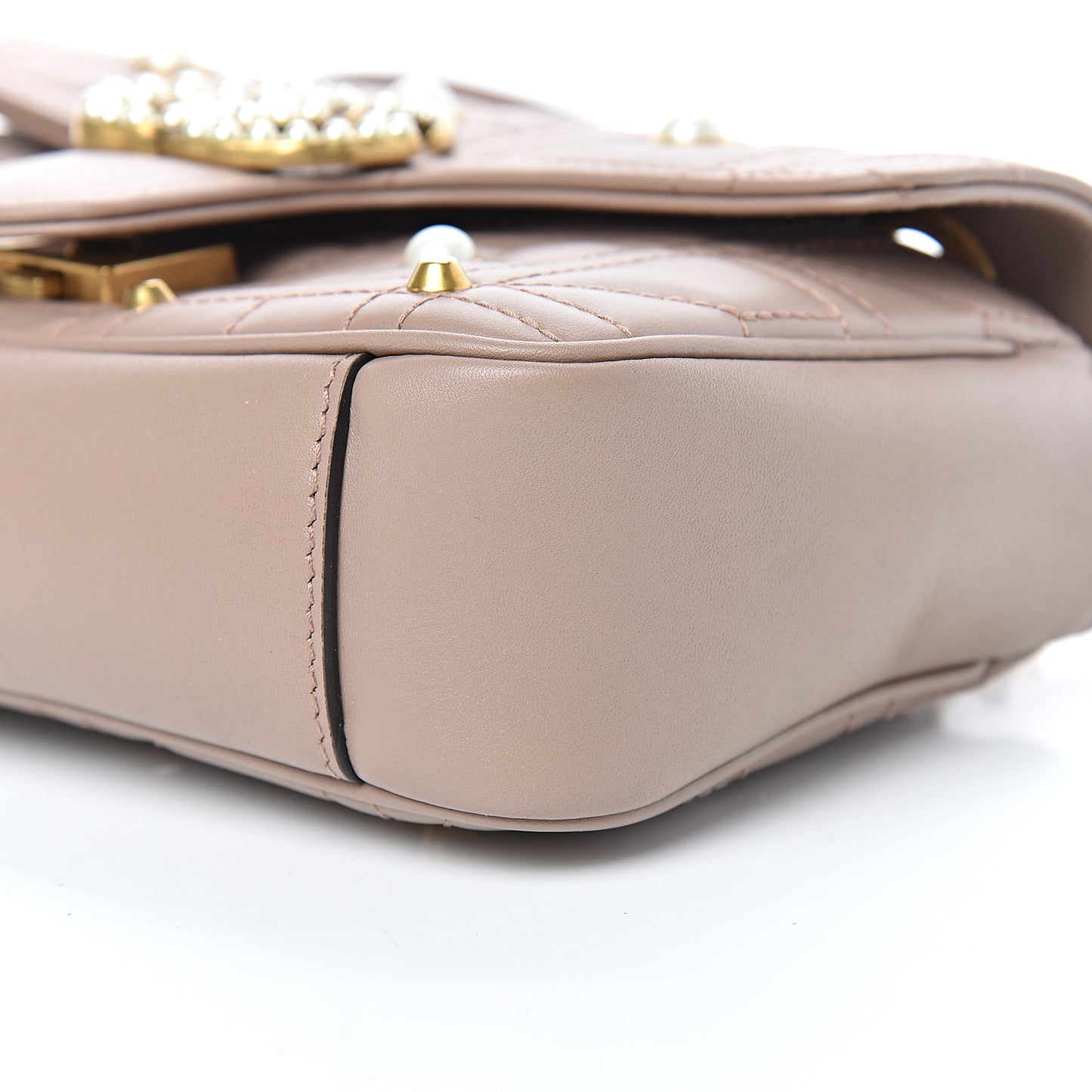 Calfskin Matelasse Studded Mini Pearly GG Marmont Shoulder Bag Porcelain Rose