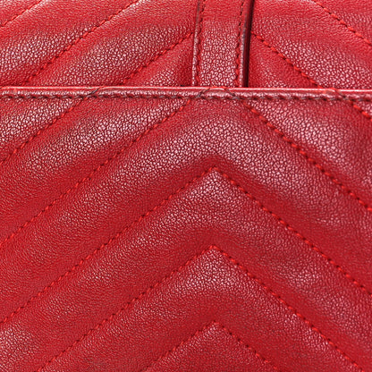 Saint Laurent Sheepskin Matelasse Chevron Monogram College Chain Wallet New Red 10 of 16