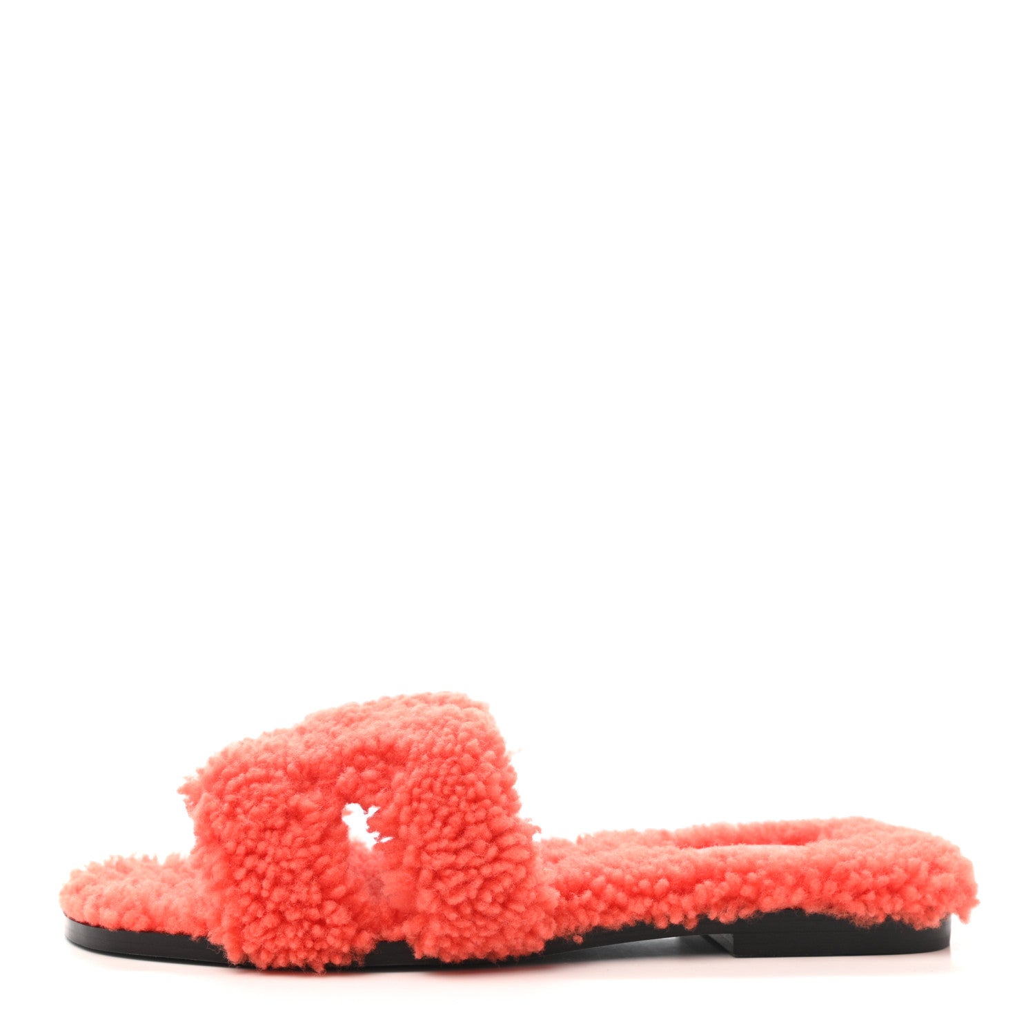 Hermes Woolskin Oran Sandals 37.5 Orange 1 of 8