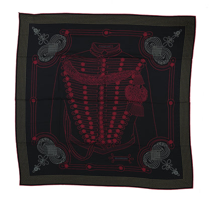 Hermes Cashmere Silk Brandebourgs Points Shawl 140 Black Fuchsia Jaune 1 of 5