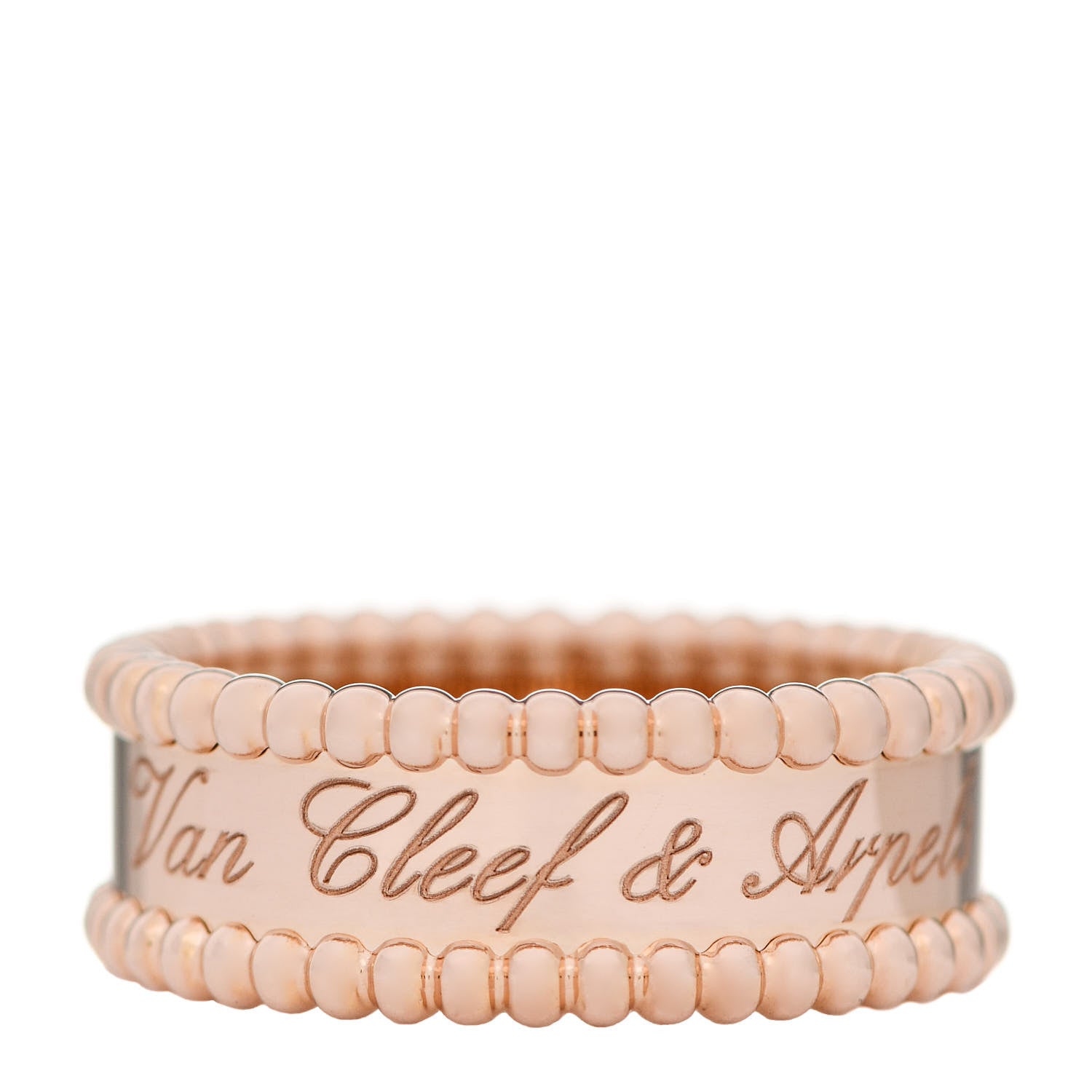 Van Cleef & Arpels 18K Rose Gold Perlee Signature Ring 58 8.25 1 of 5