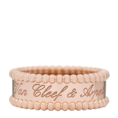 Van Cleef & Arpels 18K Rose Gold Perlee Signature Ring 58 8.25 1 of 5