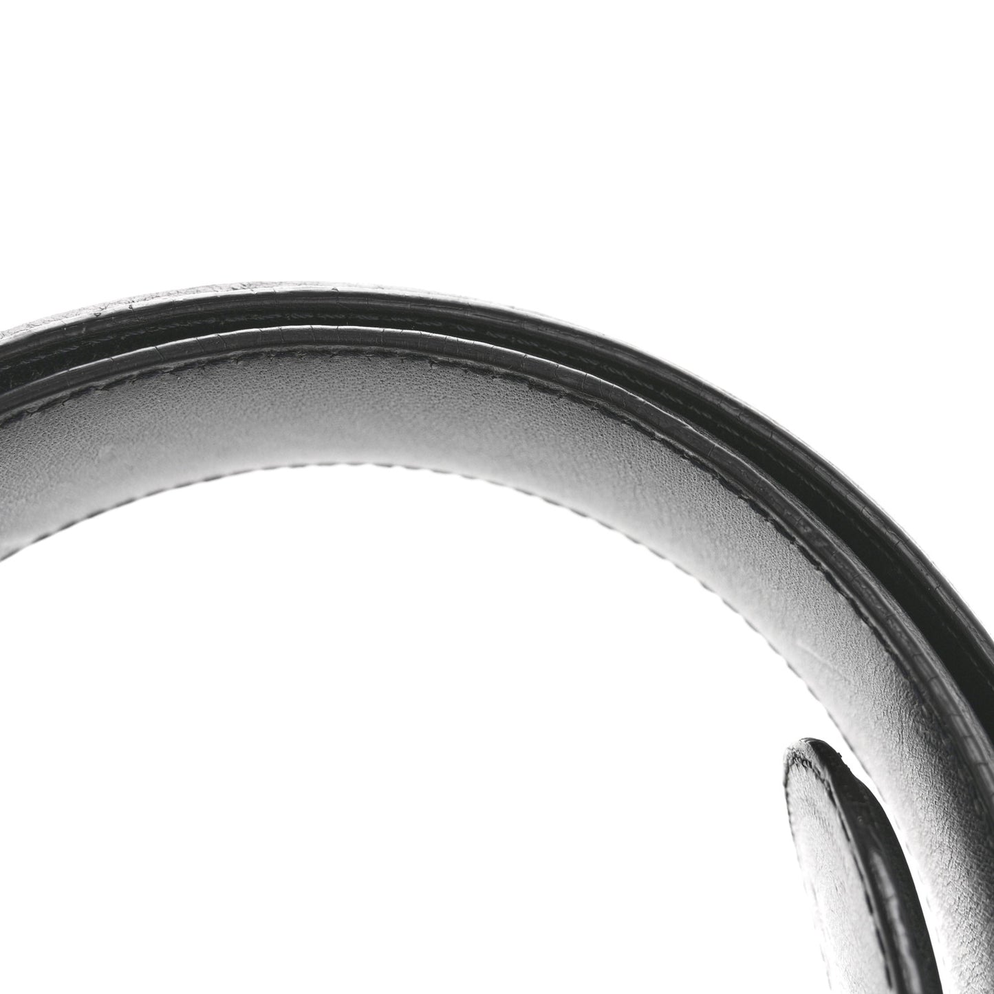 Calfskin Sterling Silver Cross Oval Belt 85 34 Black