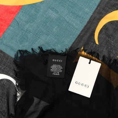 Gucci Modal Silk Logo Square Scarf Black 3 of 4
