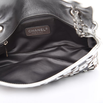 Chanel Metallic Crackled Calfskin Medium CC Mix Flap Silver Gold 5 of 17