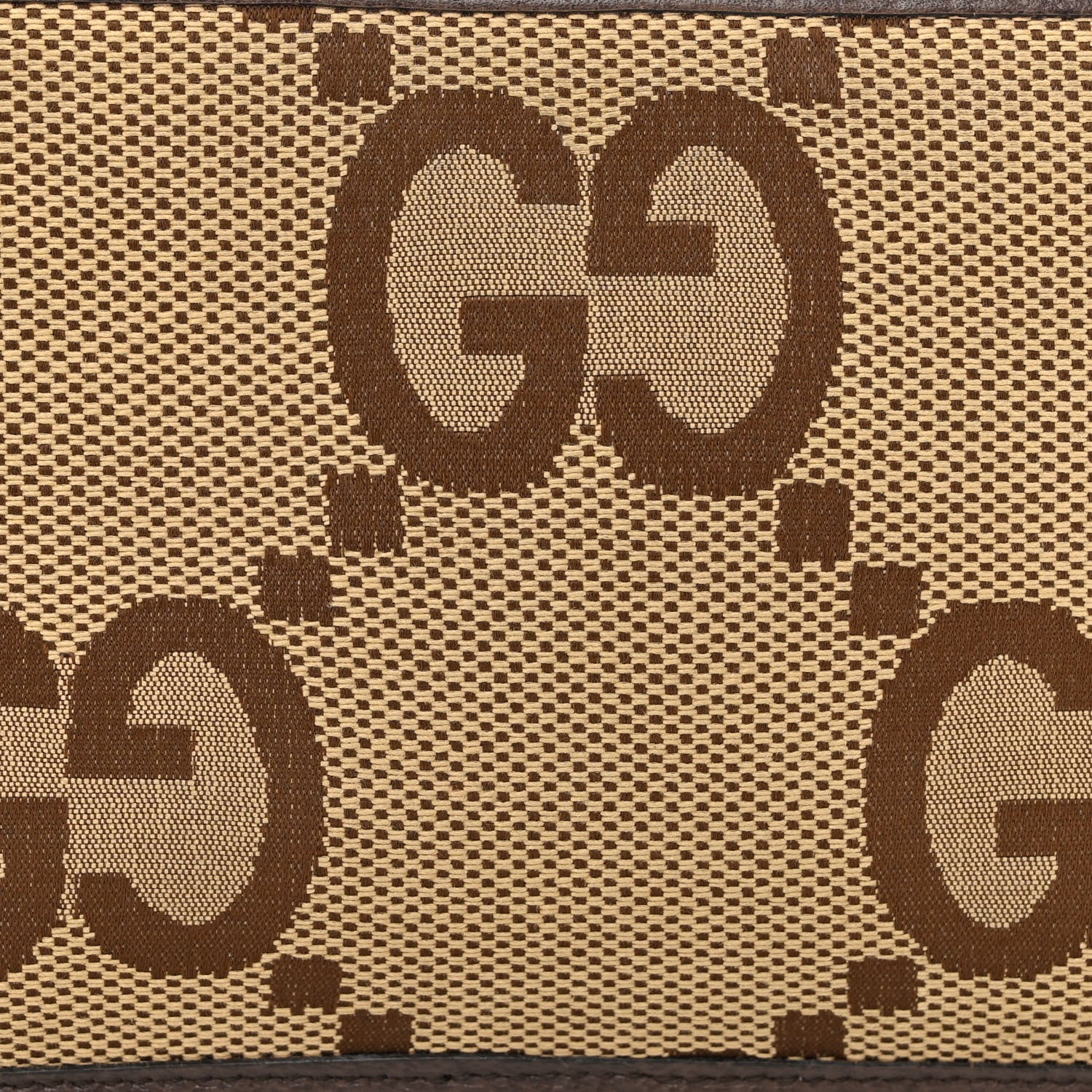 Gucci Monogram Jumbo GG Textured Dollar Calfskin Web Mini Crossbody Bag Camel Ebony New Acero 5 of 11