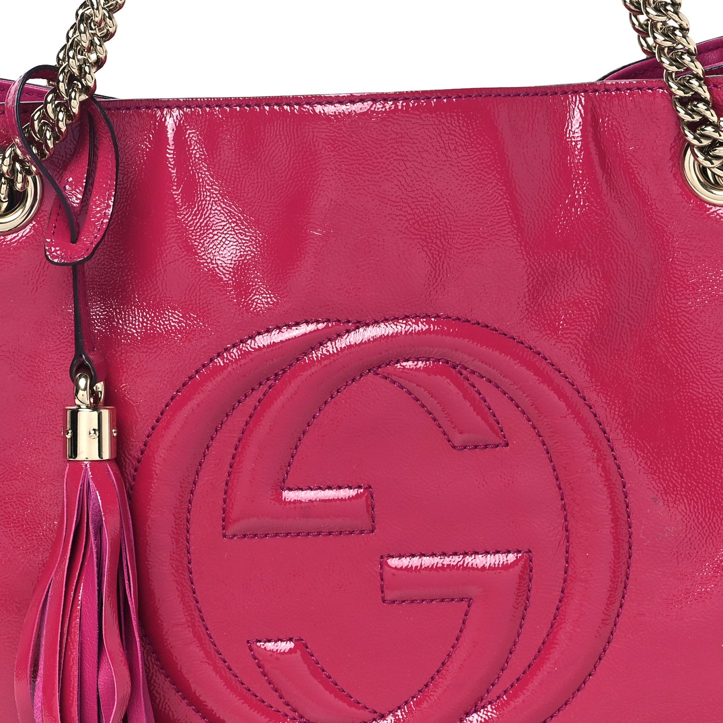 Vernice Naplack Medium Soho Chain Shoulder Bag Bright Bouganville