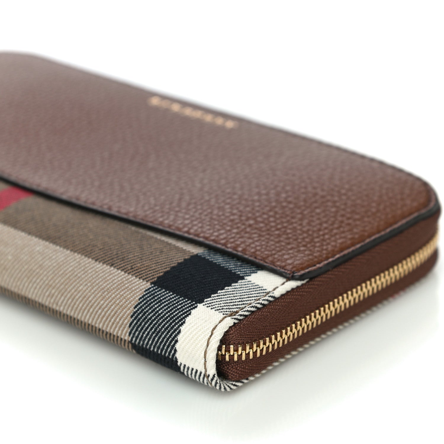 Burberry Calfskin House Check Elmore Zip Around Wallet Tan 9 of 9