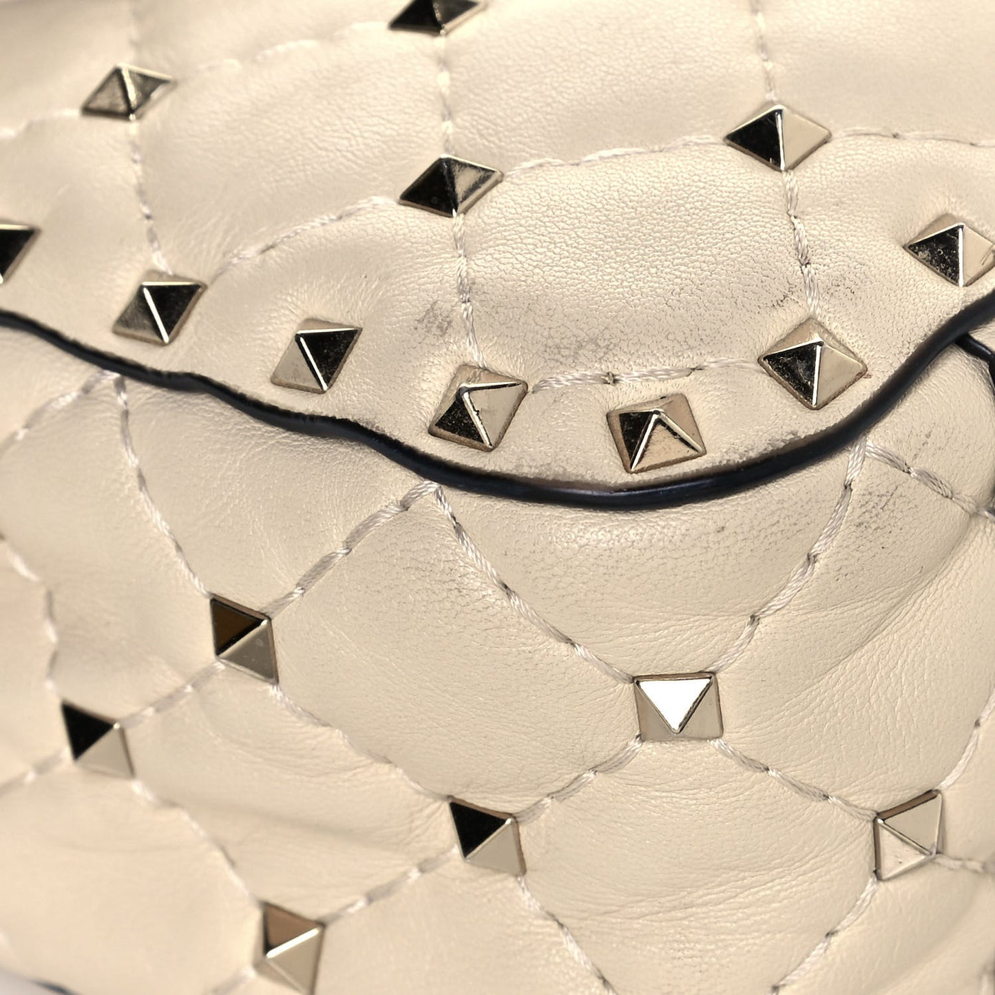Nappa Medium Rockstud Spike Shoulder Bag Light Ivory