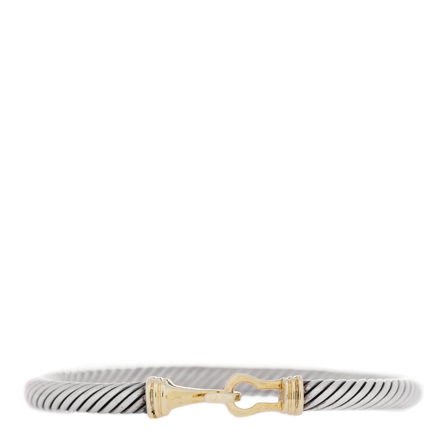 Sterling Silver 14K Yellow Gold 5mm Cable Classic Buckle Bracelet