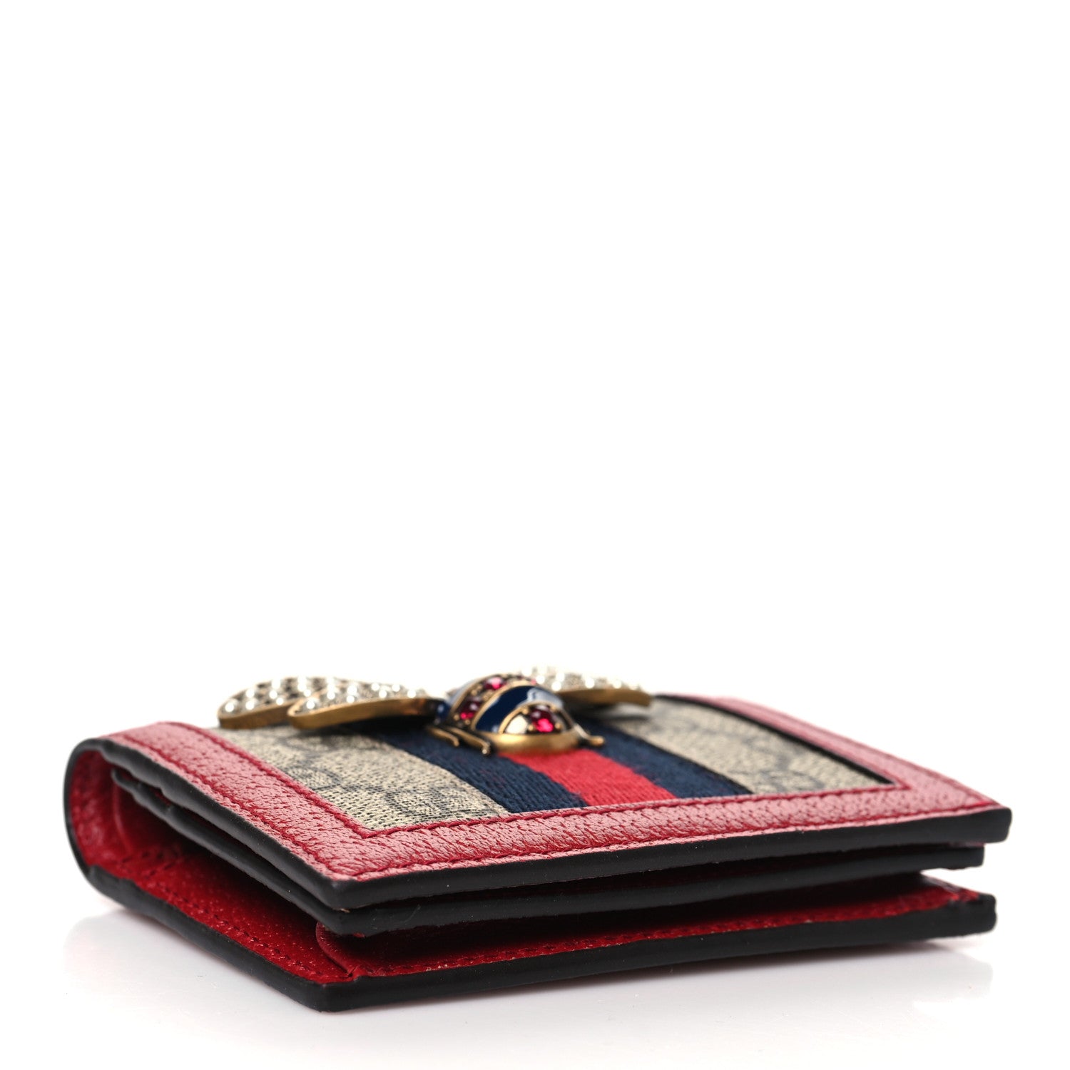 Gucci GG Supreme Monogram Web Queen Margaret Card Case Wallet Red 4 of 8