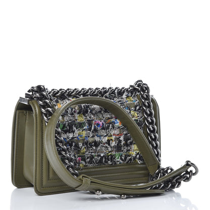 Chanel Tweed Lambskin Small Boy Flap Khaki 4 of 19