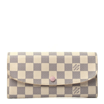 Louis Vuitton Damier Azur Emilie Wallet Rose Ballerine 1 of 4