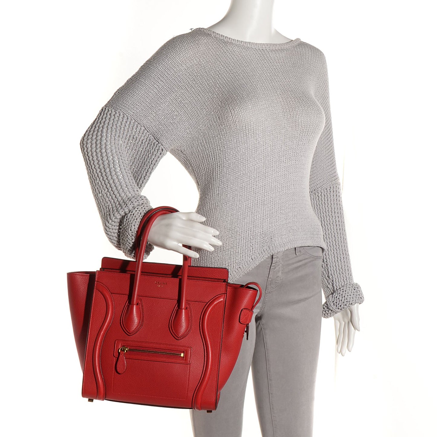 Drummed Calfskin Micro Luggage Coquelicot