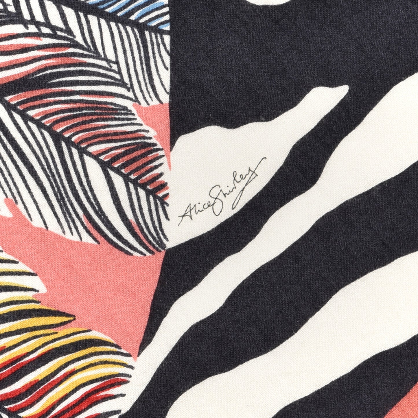 Cashmere Zebra Pegasus Pointe Triangle Scarf Vieux Rose Black White