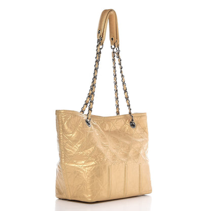 Chanel Metallic Aged Calfskin Small Shopping In Moscow Tote Gold 3 of 8