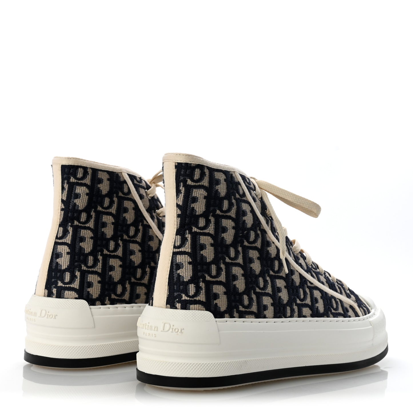 Technical Knit Calfskin Oblique Womens Walk'n Dior High Top Sneakers 41 Deep Blue
