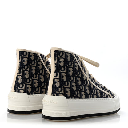 Christian Dior Technical Knit Calfskin Oblique Womens Walk'n Dior High Top Sneakers 41 Deep Blue 5 of 10