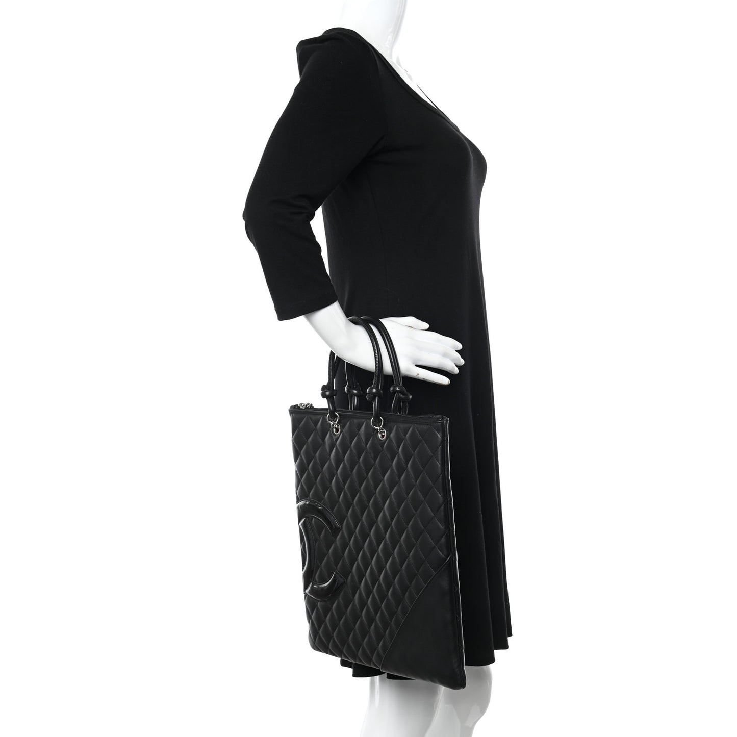Calfskin Cambon Flat Tote Black
