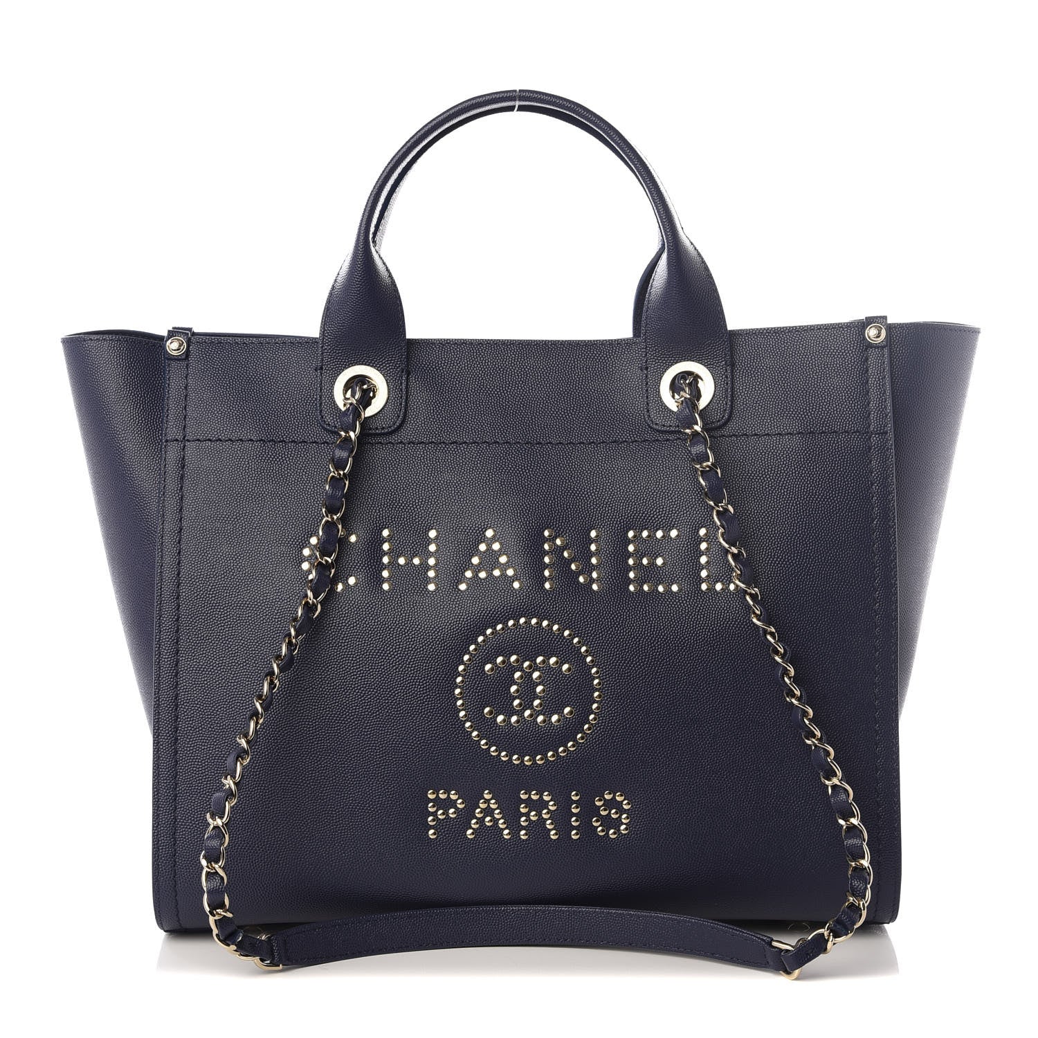 Chanel Caviar Small Studded Deauville Tote Blue 1 of 9