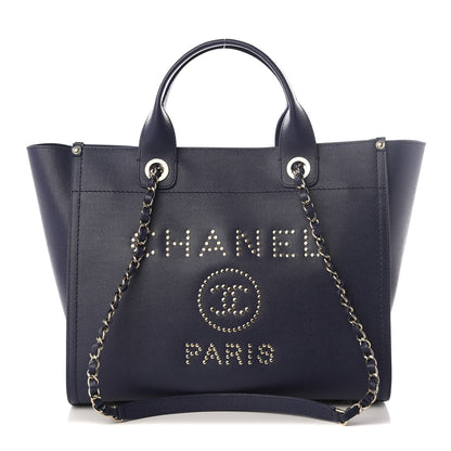 Chanel Caviar Small Studded Deauville Tote Blue 1 of 9