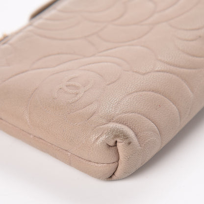 Chanel Lambskin Camellia Embossed Key Holder Case Beige 8 of 11