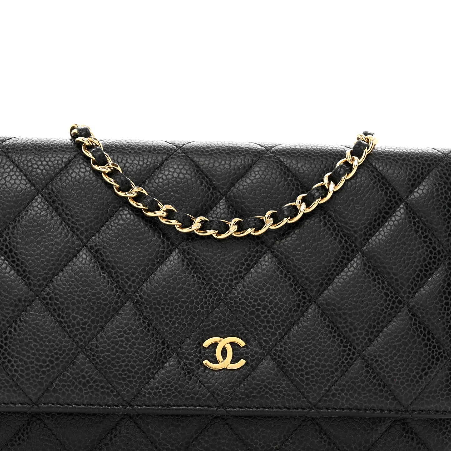 Caviar Quilted Wallet on Chain WOC Black