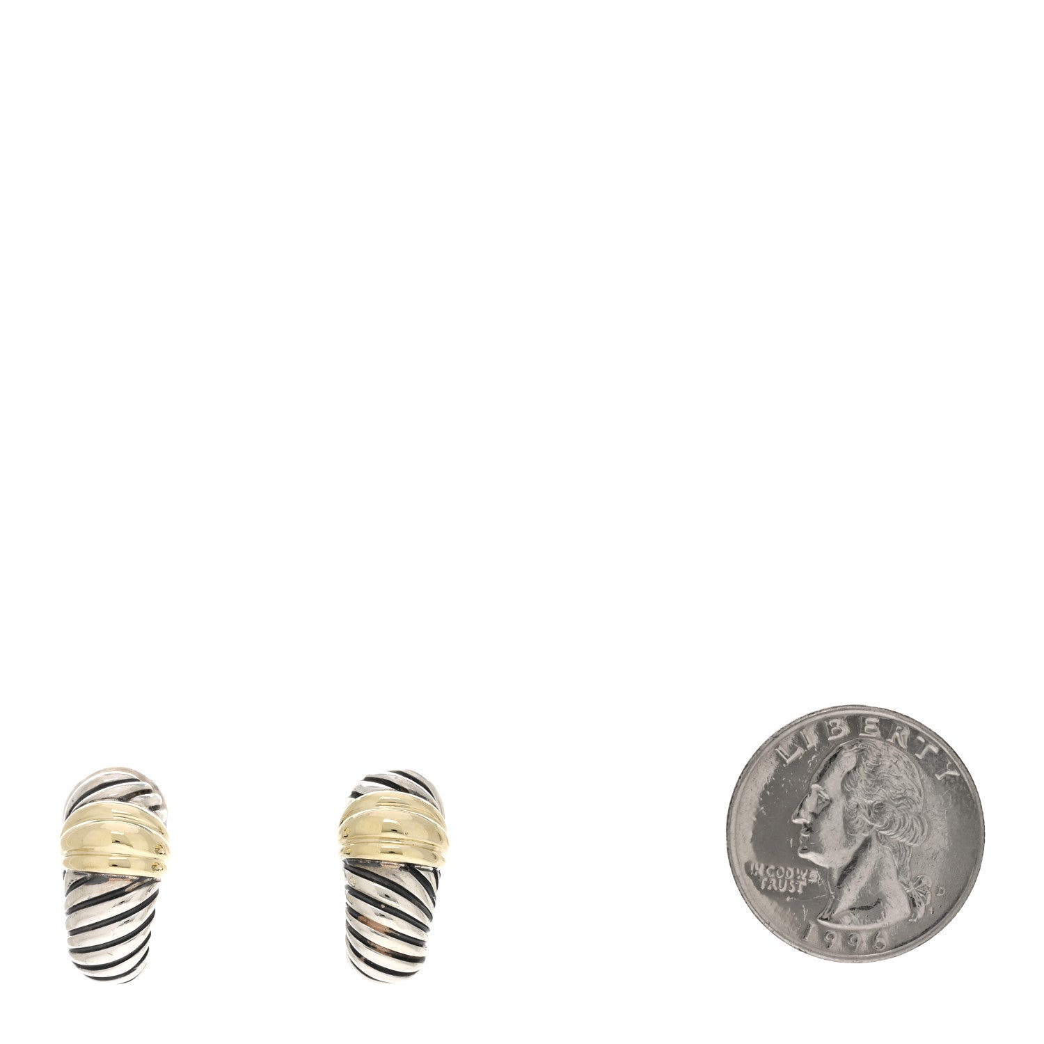 David Yurman Sterling Silver 14K Gold Thoroughbred Shrimp Earrings 2 of 4