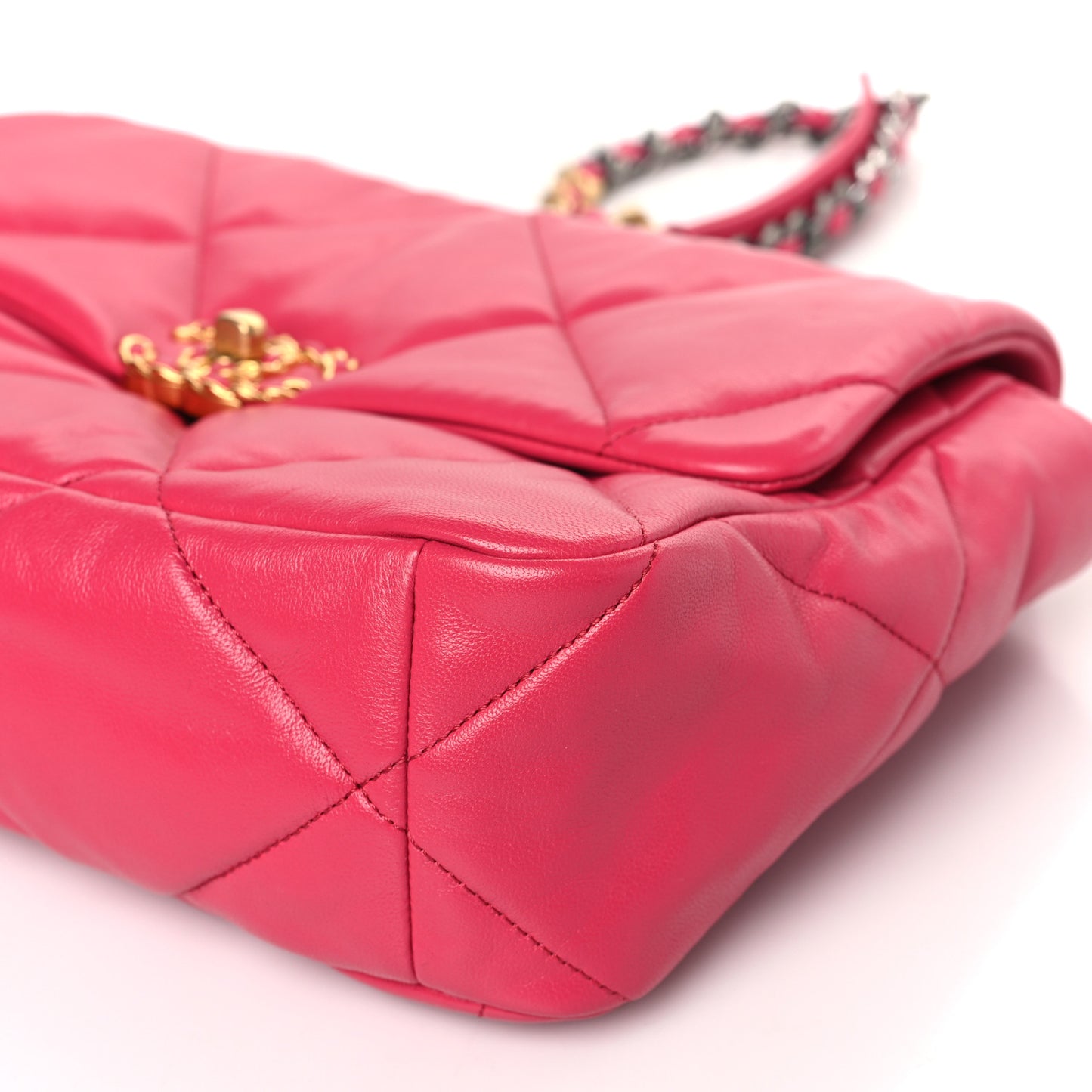 Lambskin Quilted Large Chanel 19 Flap Dark Pink