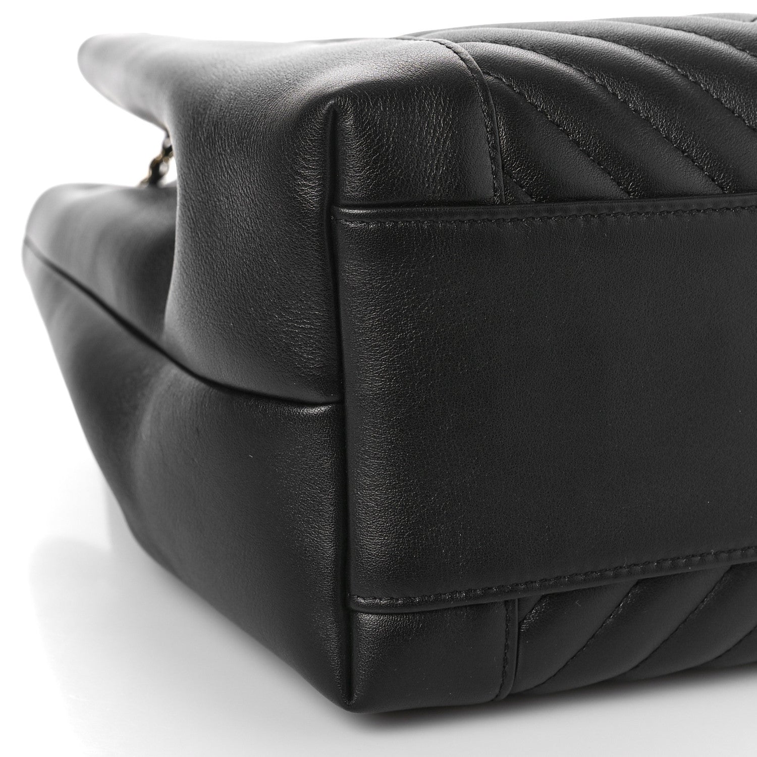 Chanel Calfskin Quilted Daily Chevron Drawstring Bag Black 8 of 9