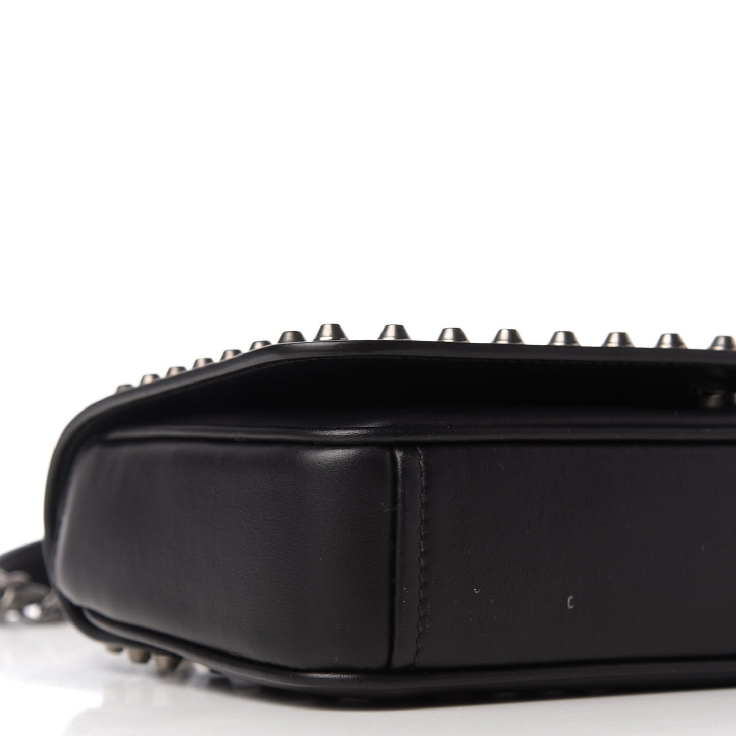 Vitello Studded Crossbody White Black