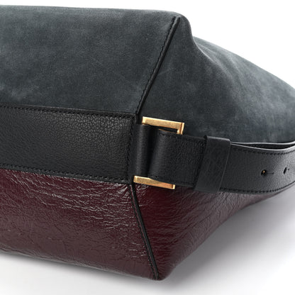 Givenchy Suede Crinkled Patent Deerskin Medium GV Bucket Bag Aubergine Graphite 7 of 7