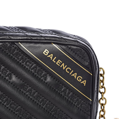 Balenciaga Calfskin Logo Matelasse Chain Strap Blanket Reporter XS Black 10 of 10