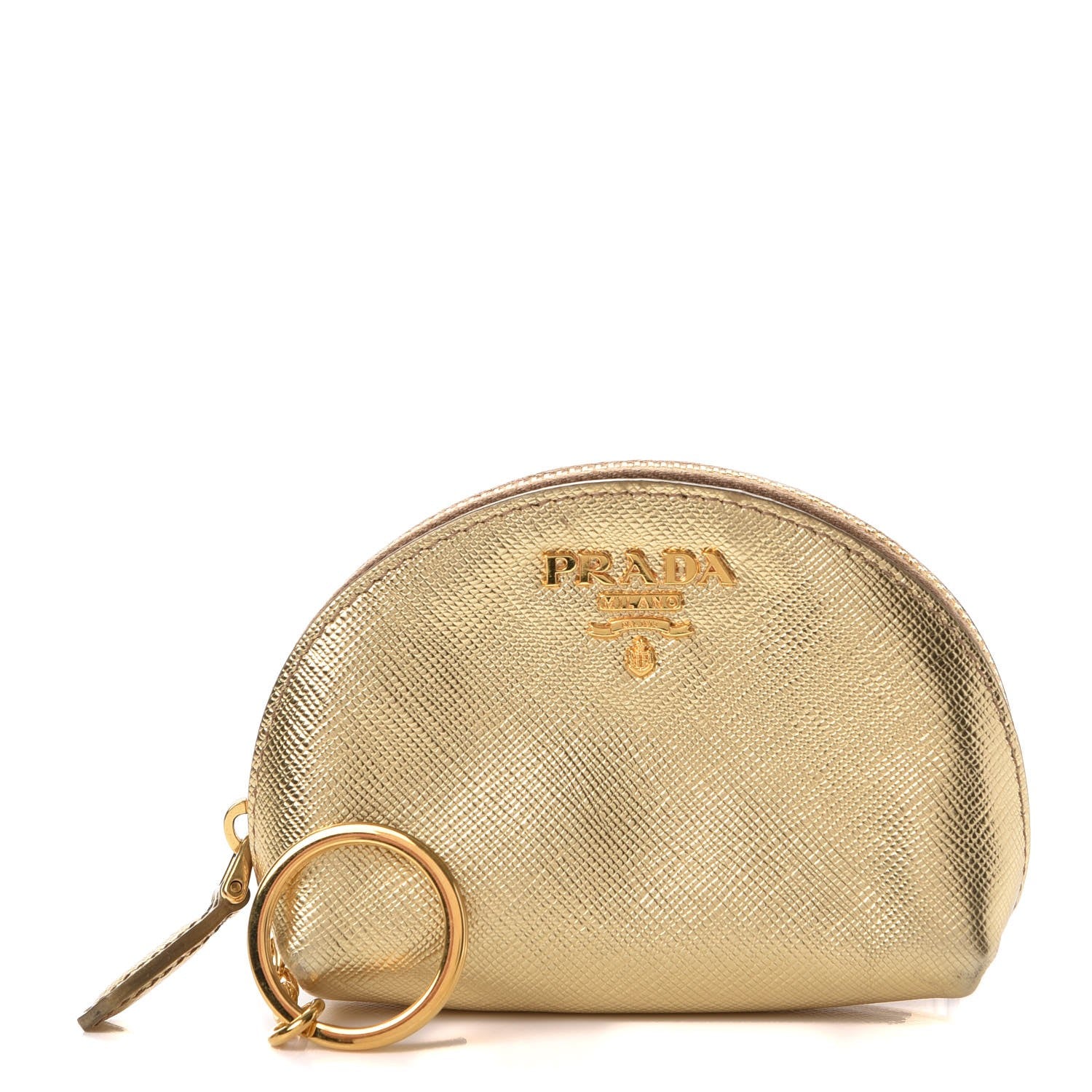 Prada Saffiano Metal Coin Purse Gold 1 of 10