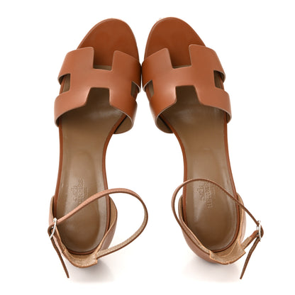 Hermes Calfskin Legend Wedge Sandals 40 Gold 5 of 10
