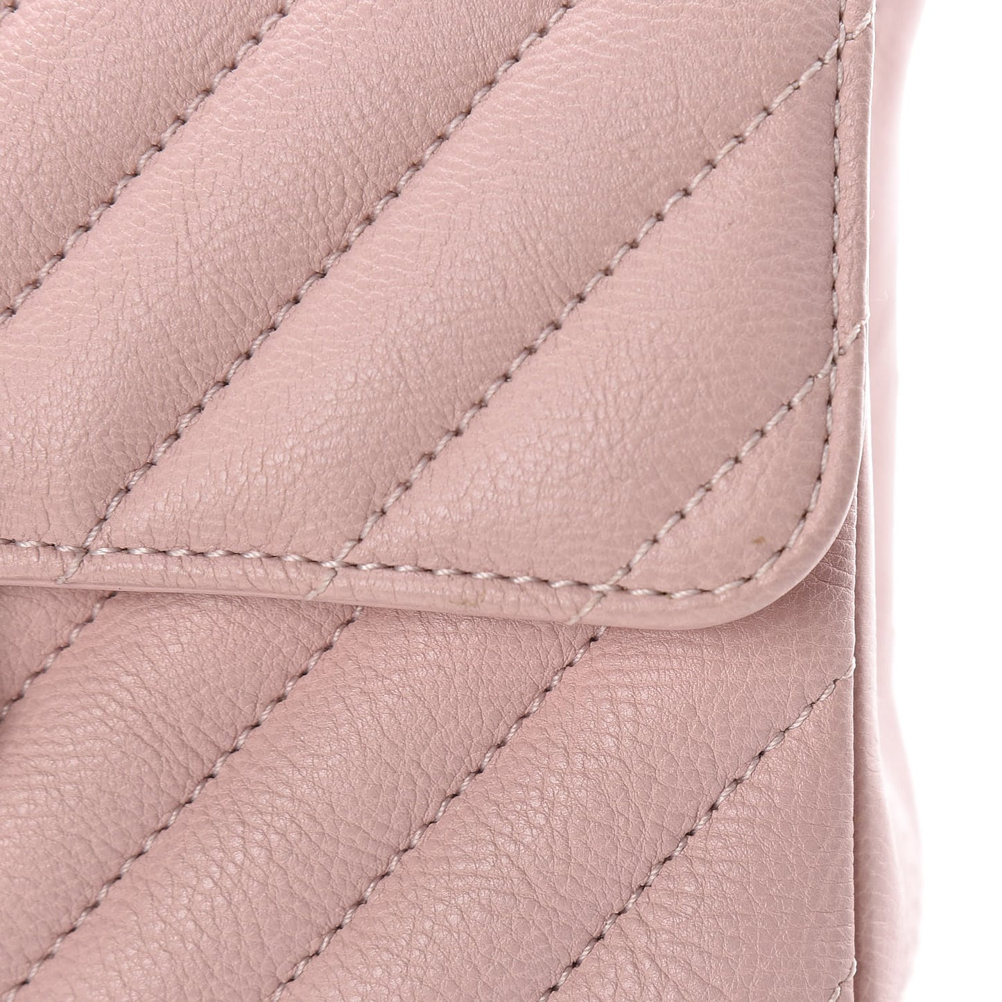 Calfskin Chevron Quilted Mini Rectangular Flap Light Pink